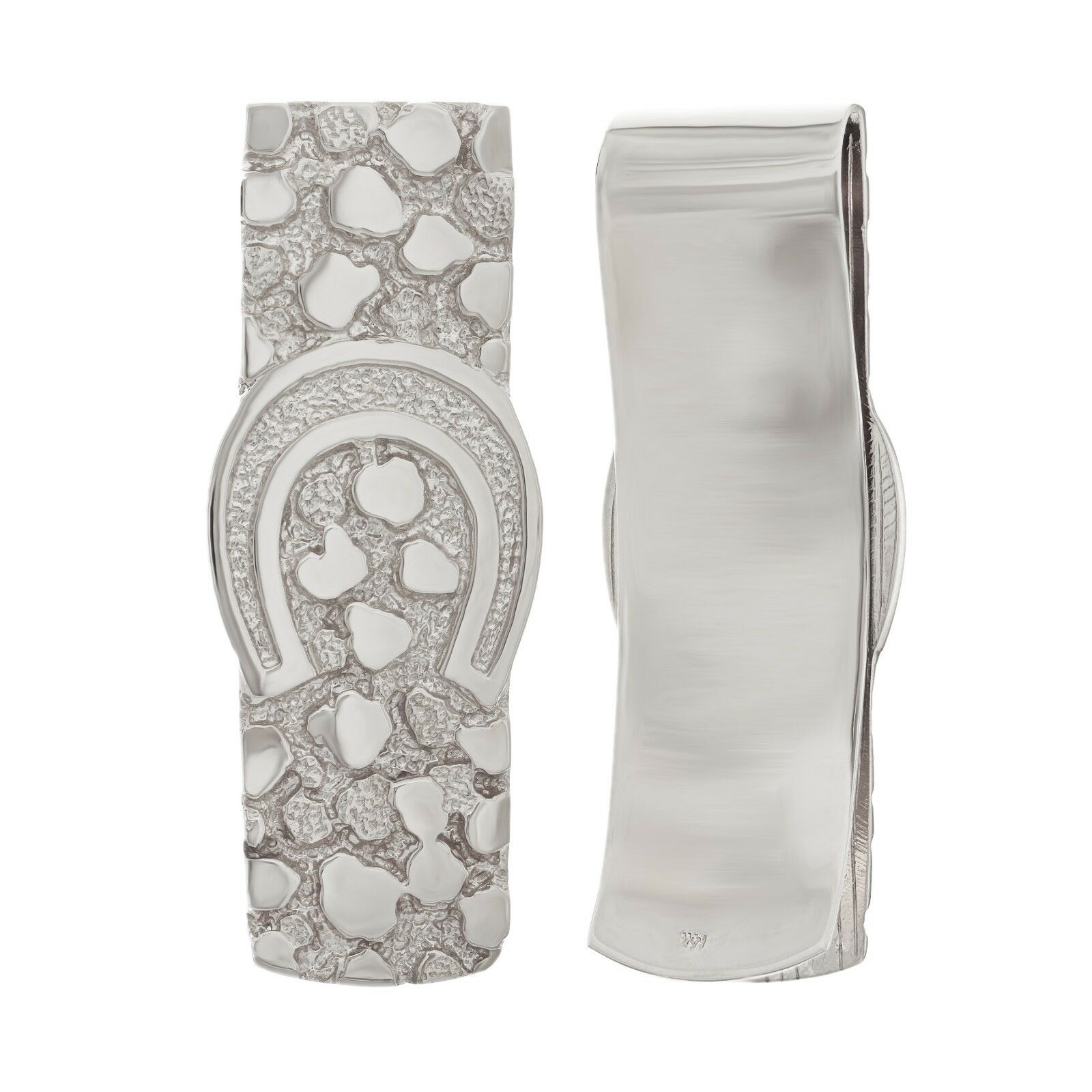 14k White Gold Horse Shoe Nugget Money Clip Money Holder Wallet 17.2 grams - White