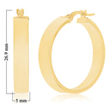 Italian 14k Yellow Gold Polished Medium Flat Tube Hollow Hoop Earrings