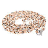 14k Rose & White Gold Handmade Fashion Link Necklace 22" 5mm 48 grams - Rose and White,22"