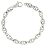 14k White Gold Handmade Fashion Link Bracelet 8" 7.5mm 27.5 grams - White,8"