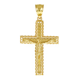14k Yellow Gold 3D Jesus Christ Crucifix Greek Cross Pendant 1.7" 2.8 grams