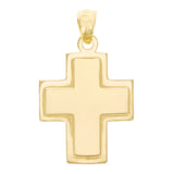 14k Yellow Gold Solid Embosded Cross Charm Pendant 1.1" 4.5 grams