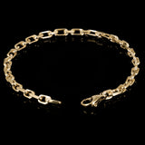 10k Yellow Gold Handmade Square Rectangle Link Chain Bracelet 7" 4.5mm 11.5grams - 7" 11.5 grams