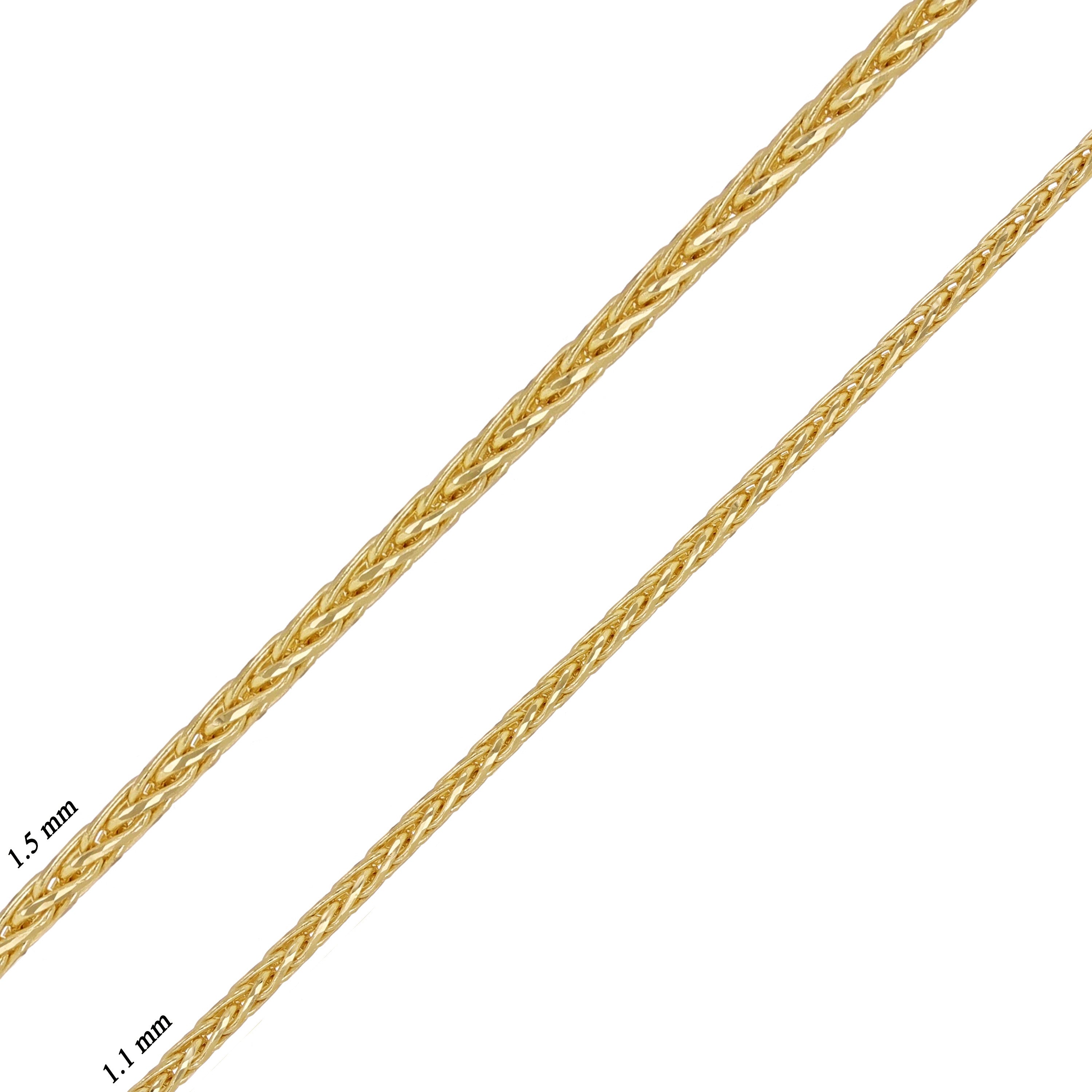 Italian 14k Yellow Gold Spiga Chain Necklace 1.1mm - 1.5mm 16" - 22"