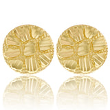 14k Yellow Gold Diamond Cut Nugget Round Stud Earrings 11.8mm 1.7 grams