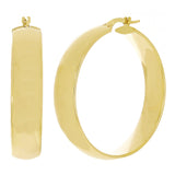 Italian 14k Yellow Gold Shiny Round Hollow Hoop Earrings 1.2" 7mm 3.8 grams