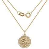 14k Yellow Gold Diamond Zodiac Sign Leo Pendant Necklace 18" - Leo,Yellow
