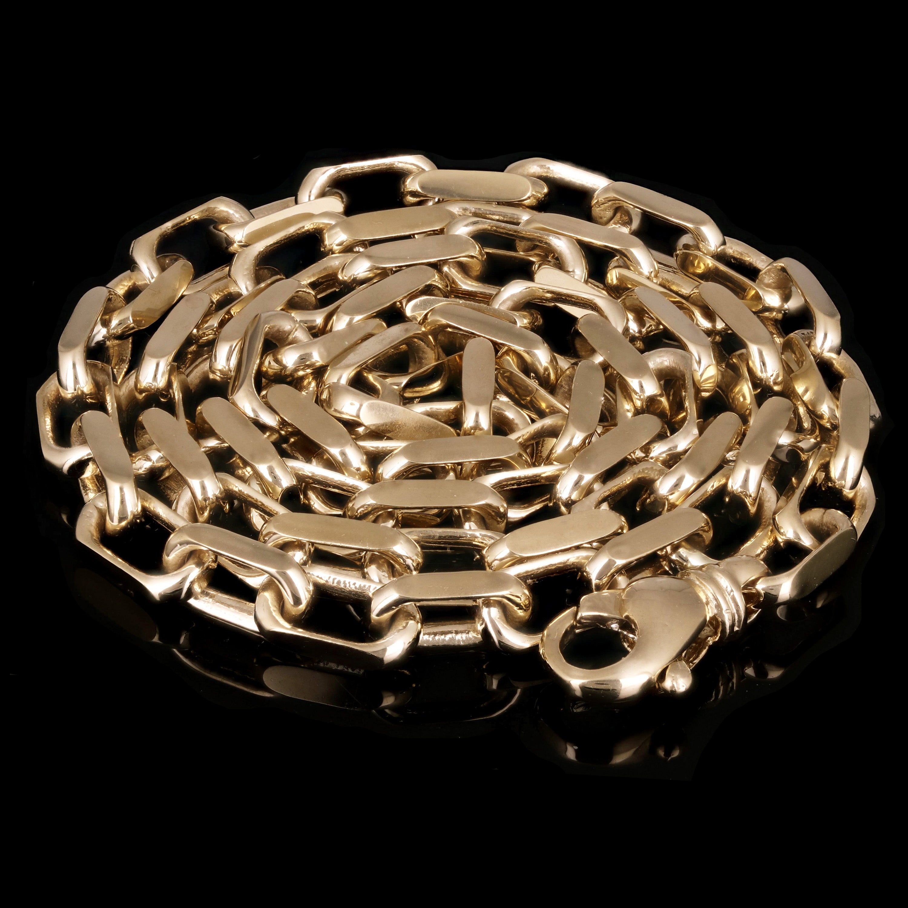 14k Yellow Gold Solid Handmade Rectangle Link Chain Necklace 20" 5.5mm 50.6grams - 20" 50.6 grams
