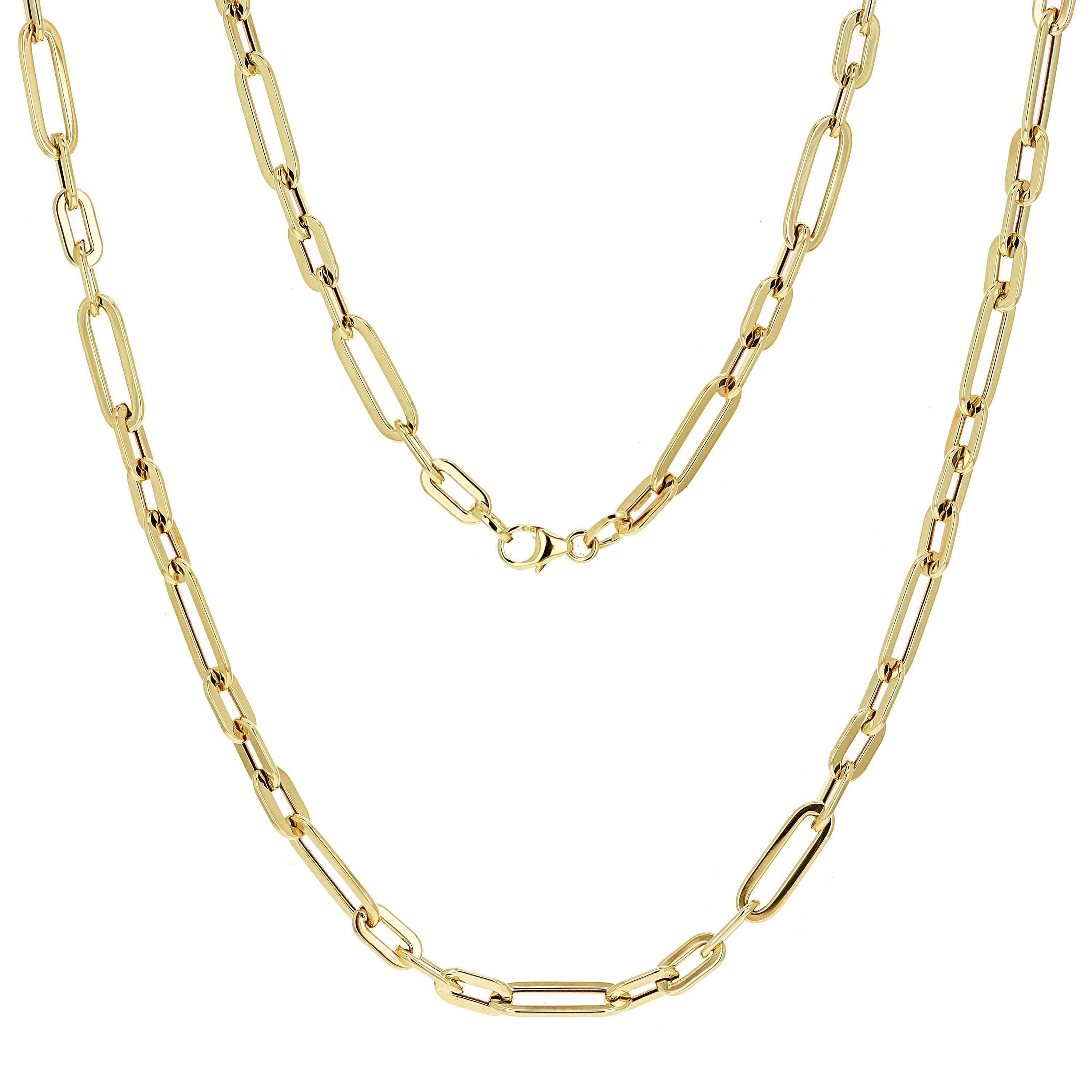 Italian 14k Yellow Gold Paper Clip Link Chain Necklace 18" 5mm 7.9 grams