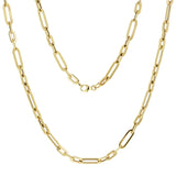 Italian 14k Yellow Gold Paper Clip Link Chain Necklace 18" 5mm 7.9 grams