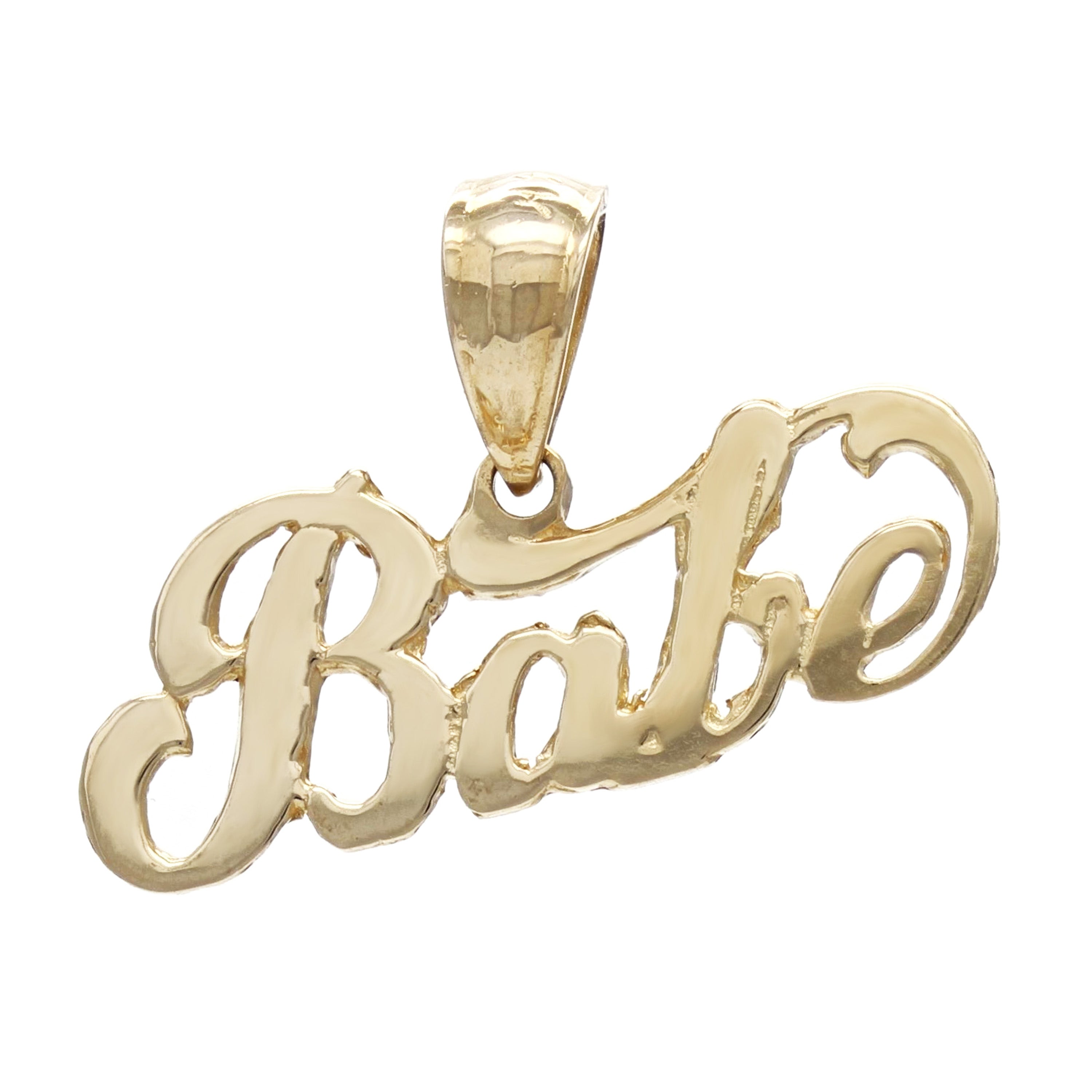 14k Yellow Gold Solid Babe Pendant Word Charm 1 gram - Yellow