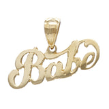 14k Yellow Gold Solid Babe Pendant Word Charm 1 gram - Yellow