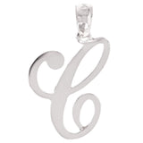 14k White Gold Initial Letter C Alphabet Charm Pendant - Letter C,White