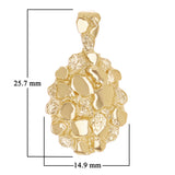 14k Yellow Gold Solid Oval Nugget Charm Pendant 1" 4.5 grams