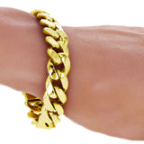 Men's 14k Yellow Gold Solid Miami Cuban Link Chain Bracelet 7.5" 13mm 79 grams