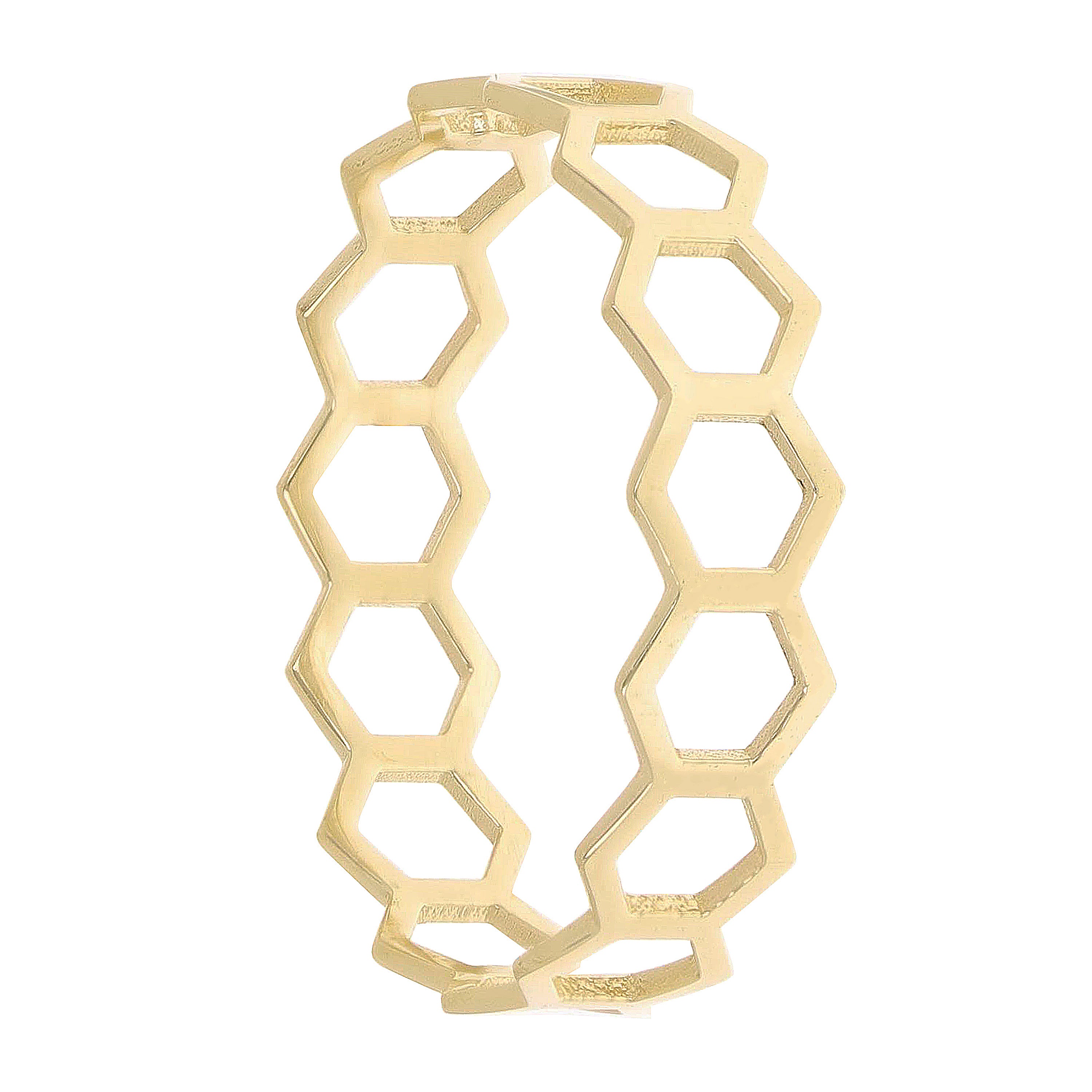 14k Yellow Gold Honeycomb Stackable Ring 5mm Size 7.5 0.9 gram