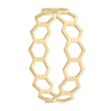 14k Yellow Gold Honeycomb Stackable Ring 5mm Size 7.5 0.9 gram