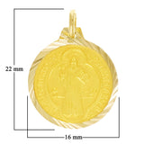 Italian 14k Yellow Gold Saint Benedict Medal Charm Pendant 22mm x 16mm 2 grams