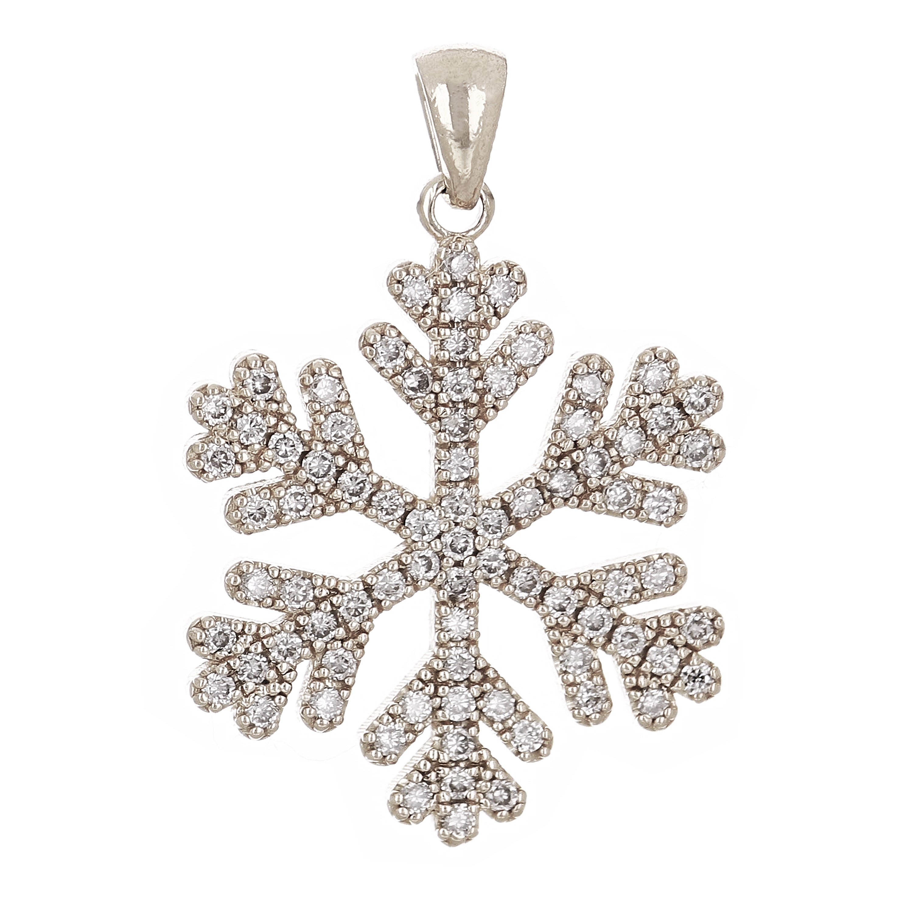 14k White Gold 0.50ctw Diamond Snowflake Pendant - White