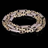 10k Yellow & White Gold Handmade Spring & Greek Link Necklace 22" - 30" 7mm