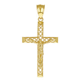 14k Yellow Gold 3D Jesus Christ Crucifix Woven Cross Pendant 1.5" 1.7 grams
