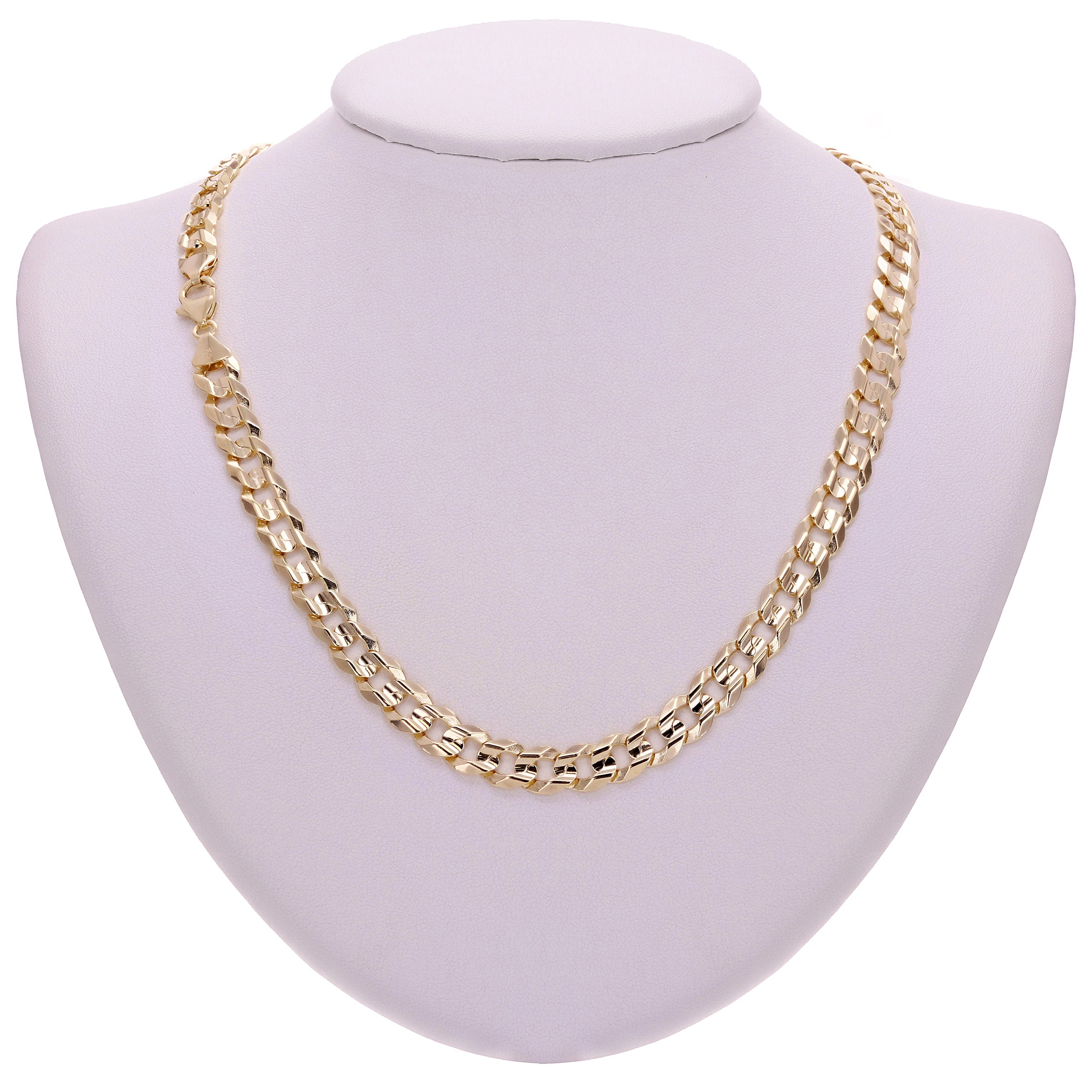 Italian 14k Yellow Gold Solid Concave Curb Cuban Chain Necklace 20" 8mm 39 grams - Yellow,20" 39 grams