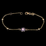 Italian 14k Yellow Gold Enamel Evil Eye Station Bracelet 7" 1.6 grams - 1 Dark Blue Eye