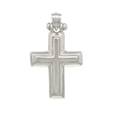 14k White Gold 3D Cross Religious Charm Pendant 1" 2.9 grams - White