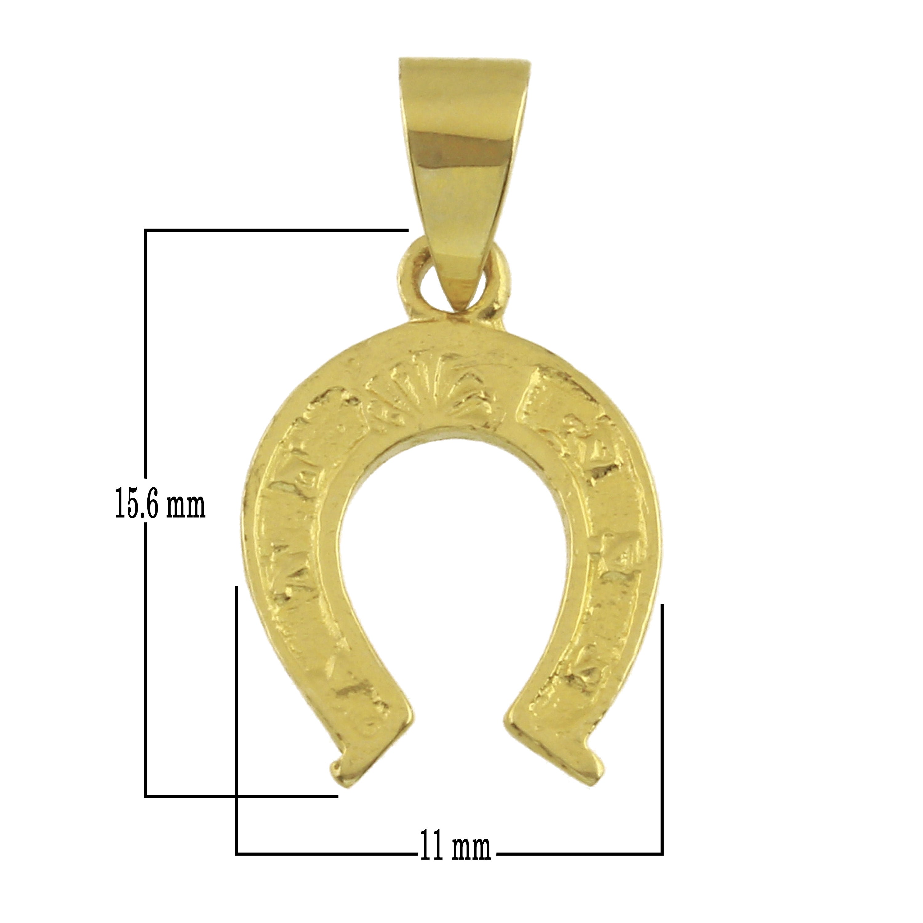 14k Yellow Gold Solid Small Horse Shoe Charm Pendant 1 gram - Yellow