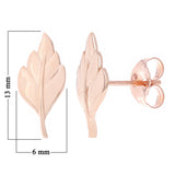 14k Rose Gold Bright Polished Leaf Stud Earrings