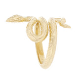 14k Yellow Gold Textured Curling Cobra Snake Polished Fashion Ring Size 8 - Ring Size 8