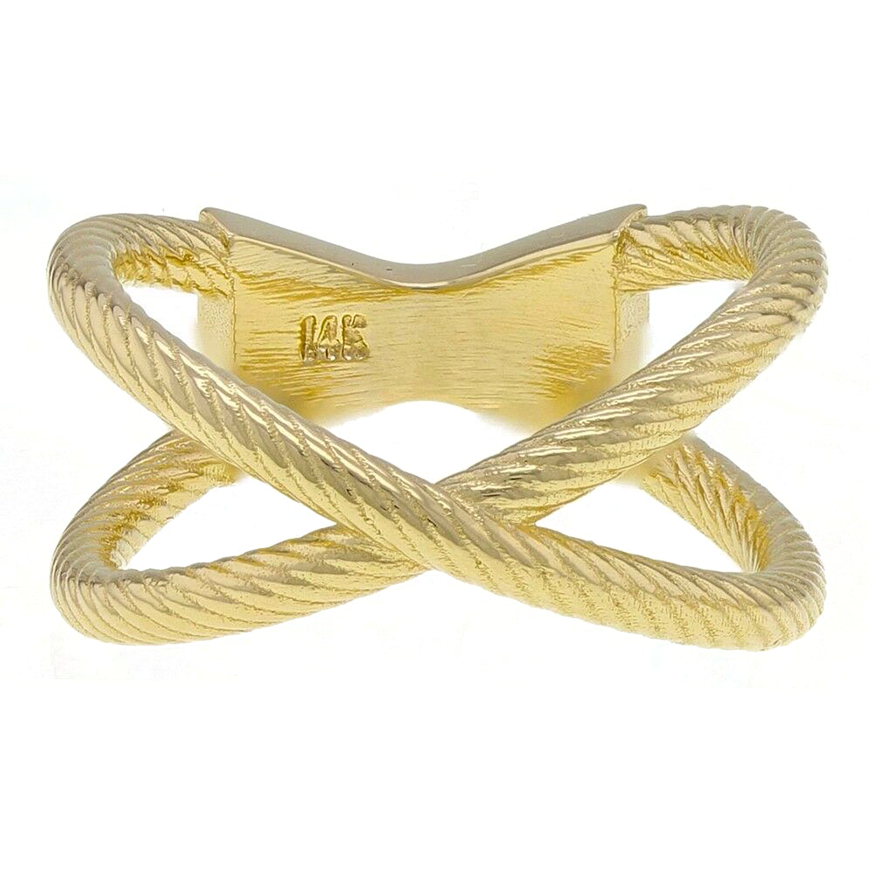 14k Yellow Gold Criss Cross Rope Ring Size 4.5 - Yellow
