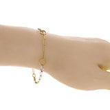 Italian 14k Two-Tone Gold Oval & Paperclip Link Bracelet 7.25" 7.7mm 2.8 grams