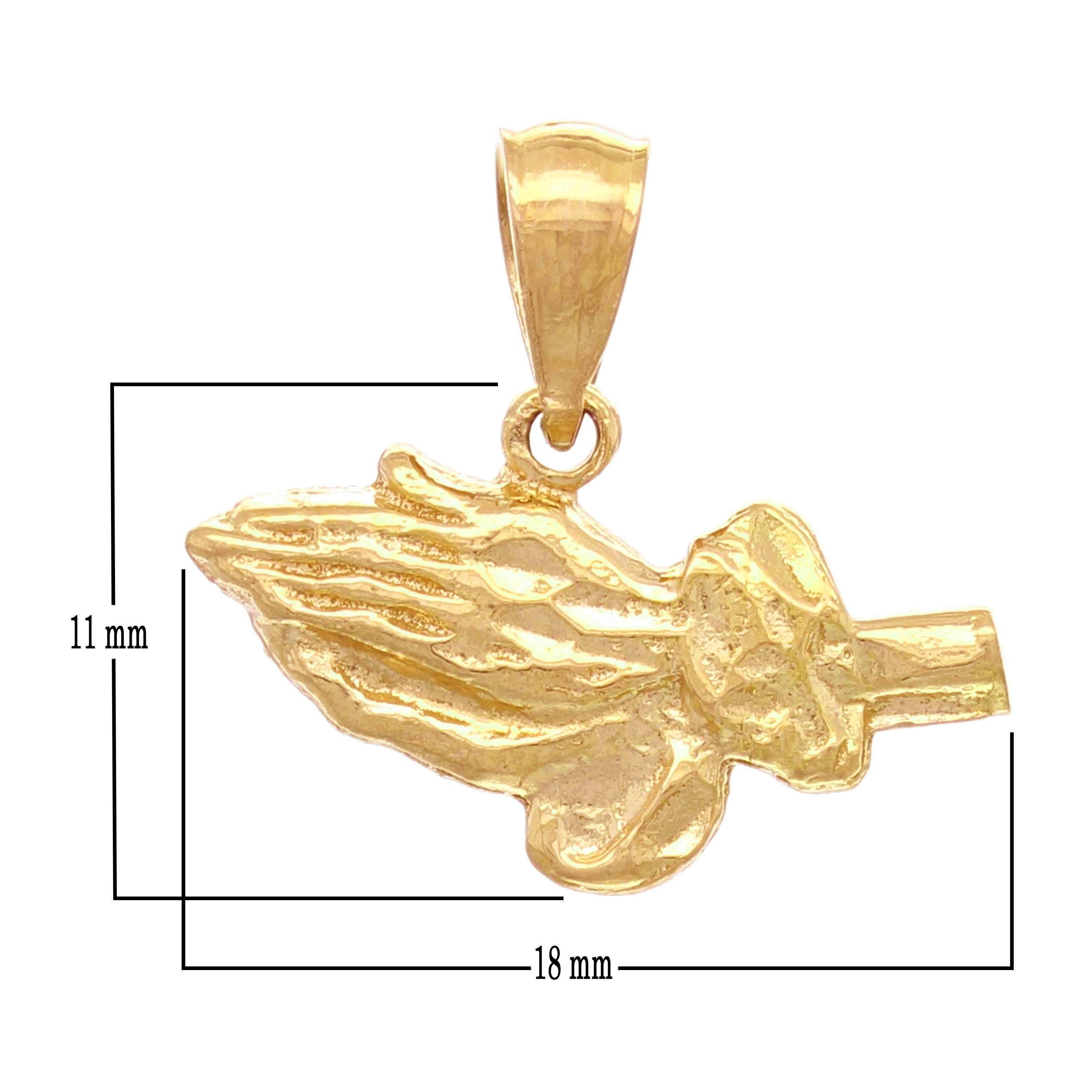 14k Yellow Gold Diamond Cut Praying Hands Charm Pendant 1.6 grams - Yellow