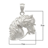 14k White Gold Solid Lucky Horse Head Face Charm Pendant 3.9 grams - White