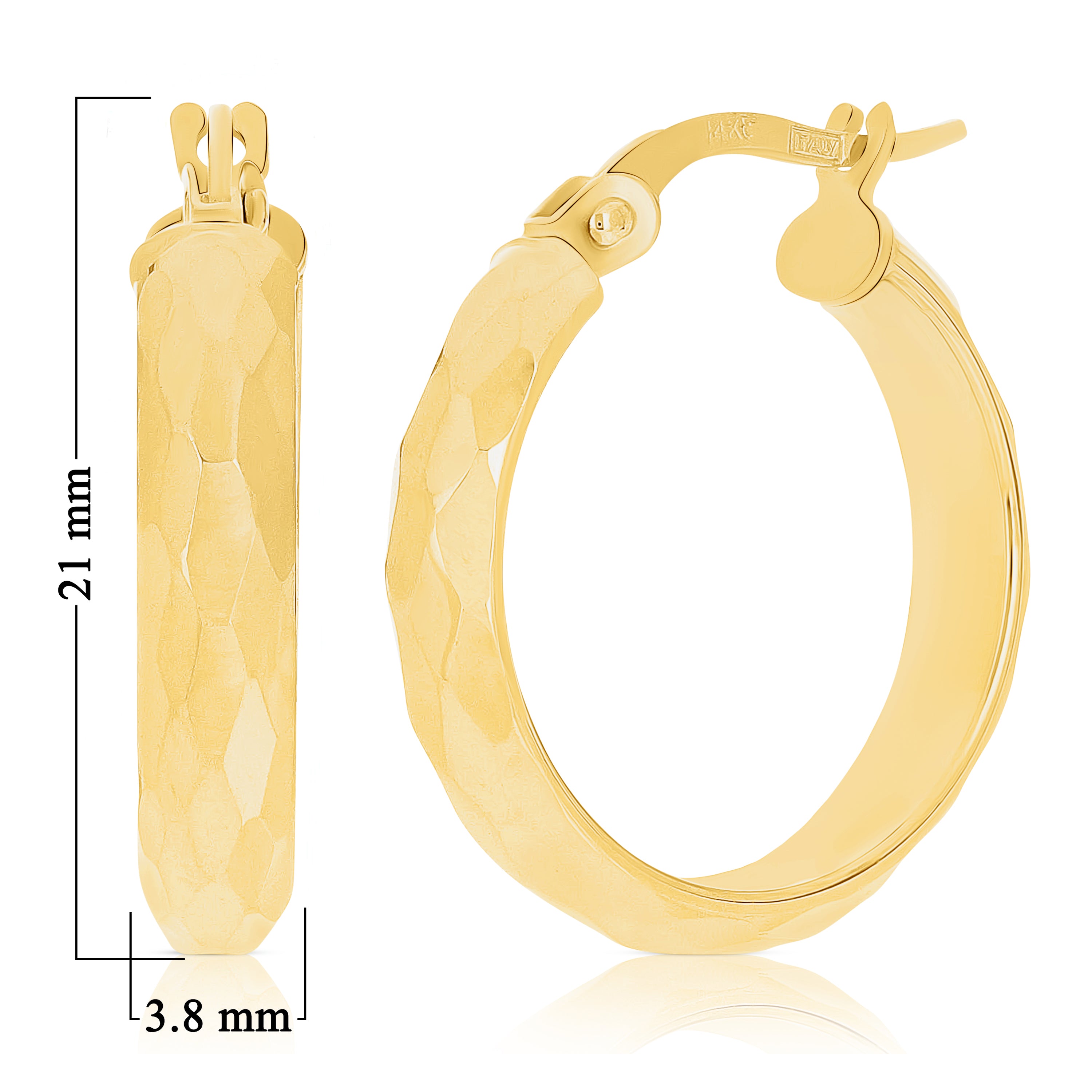 Italian 14k Yellow Gold Polished Faceted Hollow Small Hoop Earrings