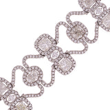 18k White Gold Fancy Shape Designer13.50ct Diamond Bracelet 7.5"