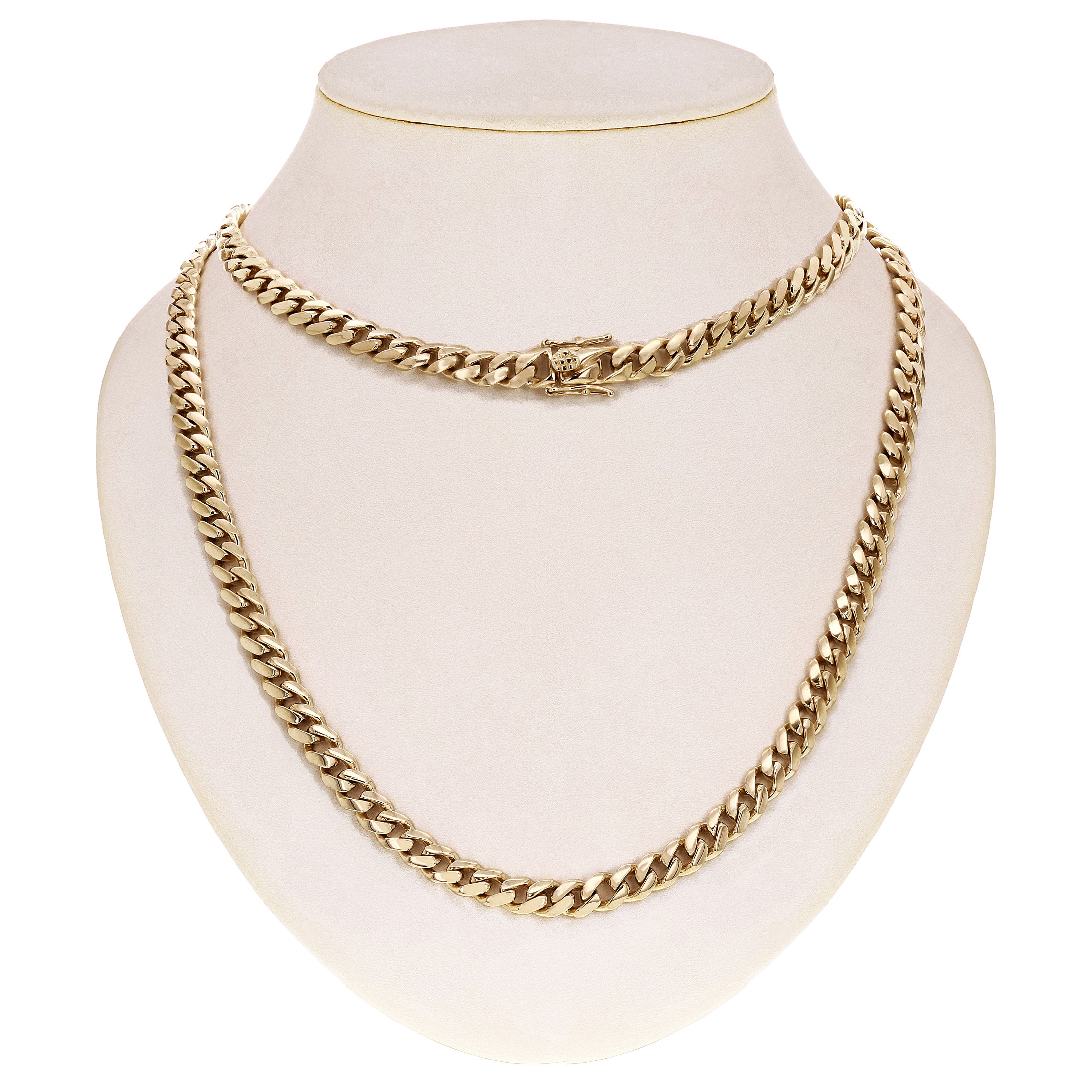 Men's 10k Yellow Gold Solid Miami Cuban Link Necklace 20" 8mm 74.1 grams - 20" 74.1 grams