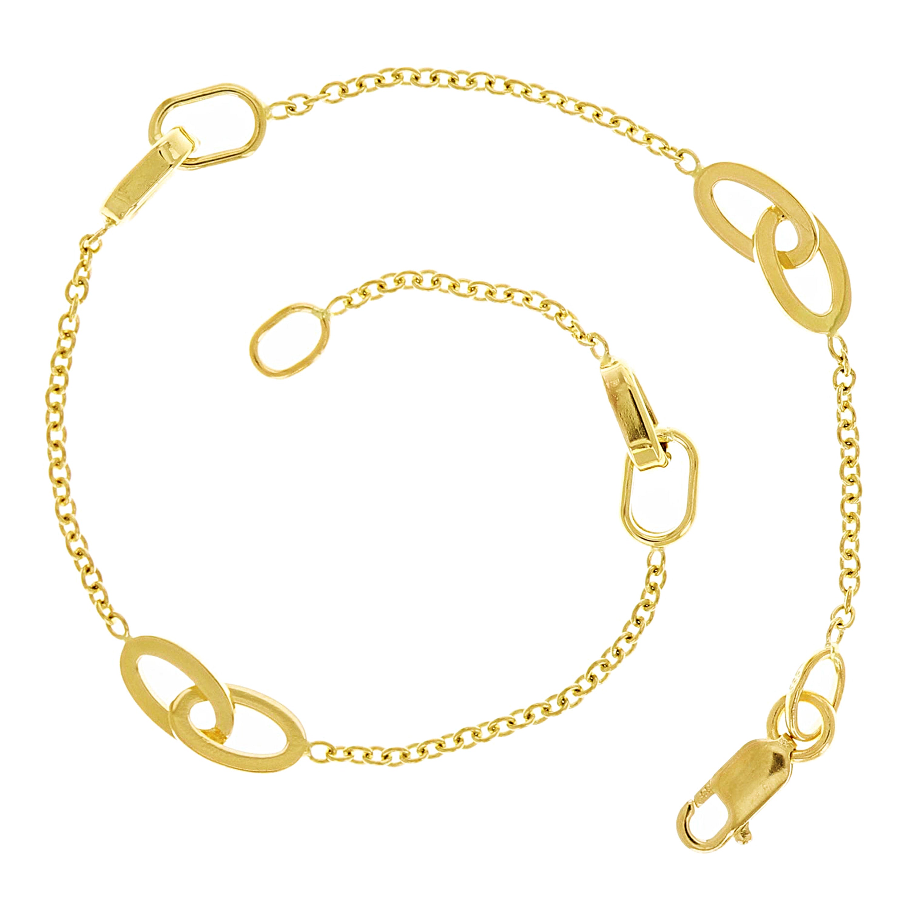 Italian 14k Yellow Gold Oval Charm Rolo Chain Bracelet 7" 4.7mm 2.1 grams