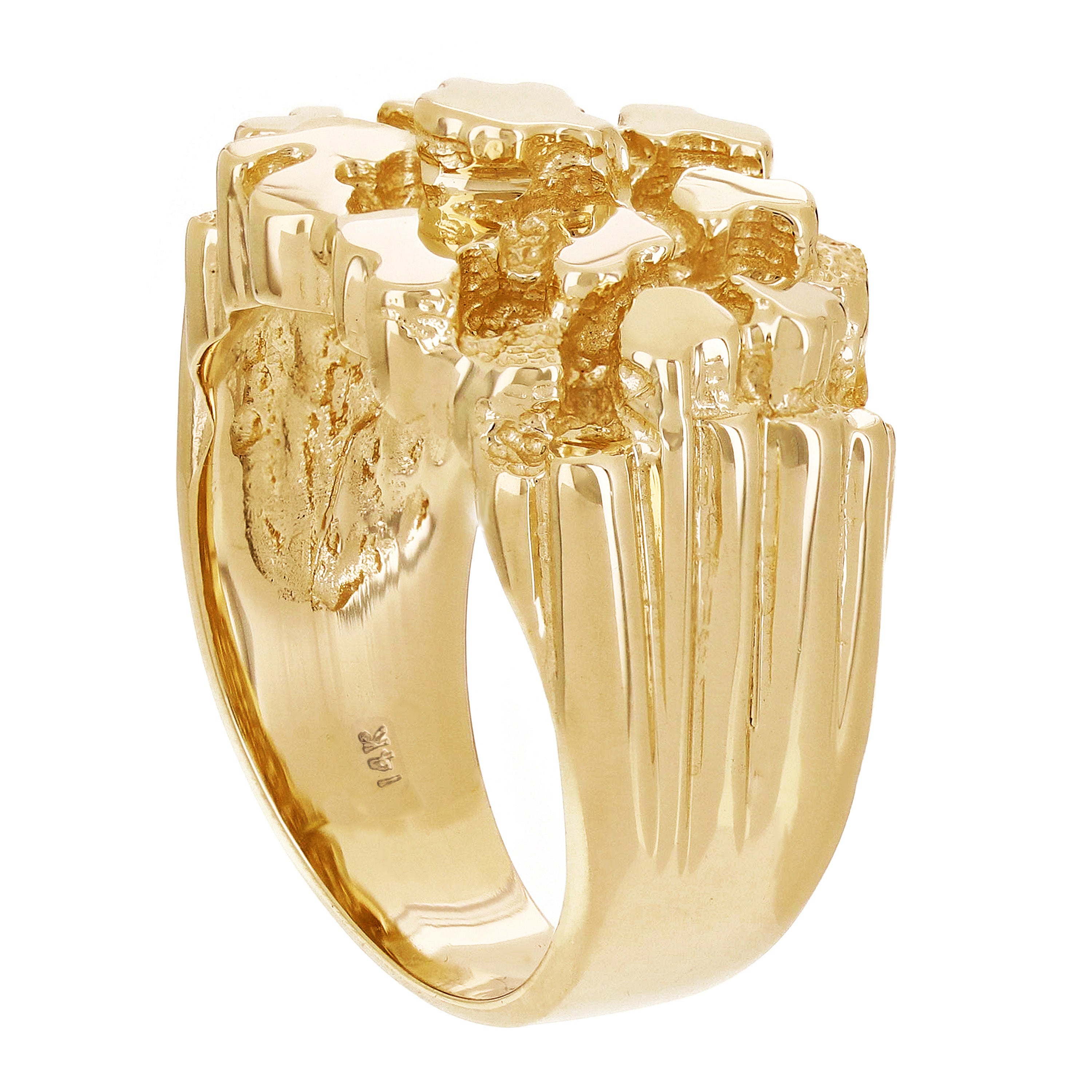Men's 14k Yellow Gold Solid Heavy Nugget Ring Band 15.8mm Sizes 7 - 12