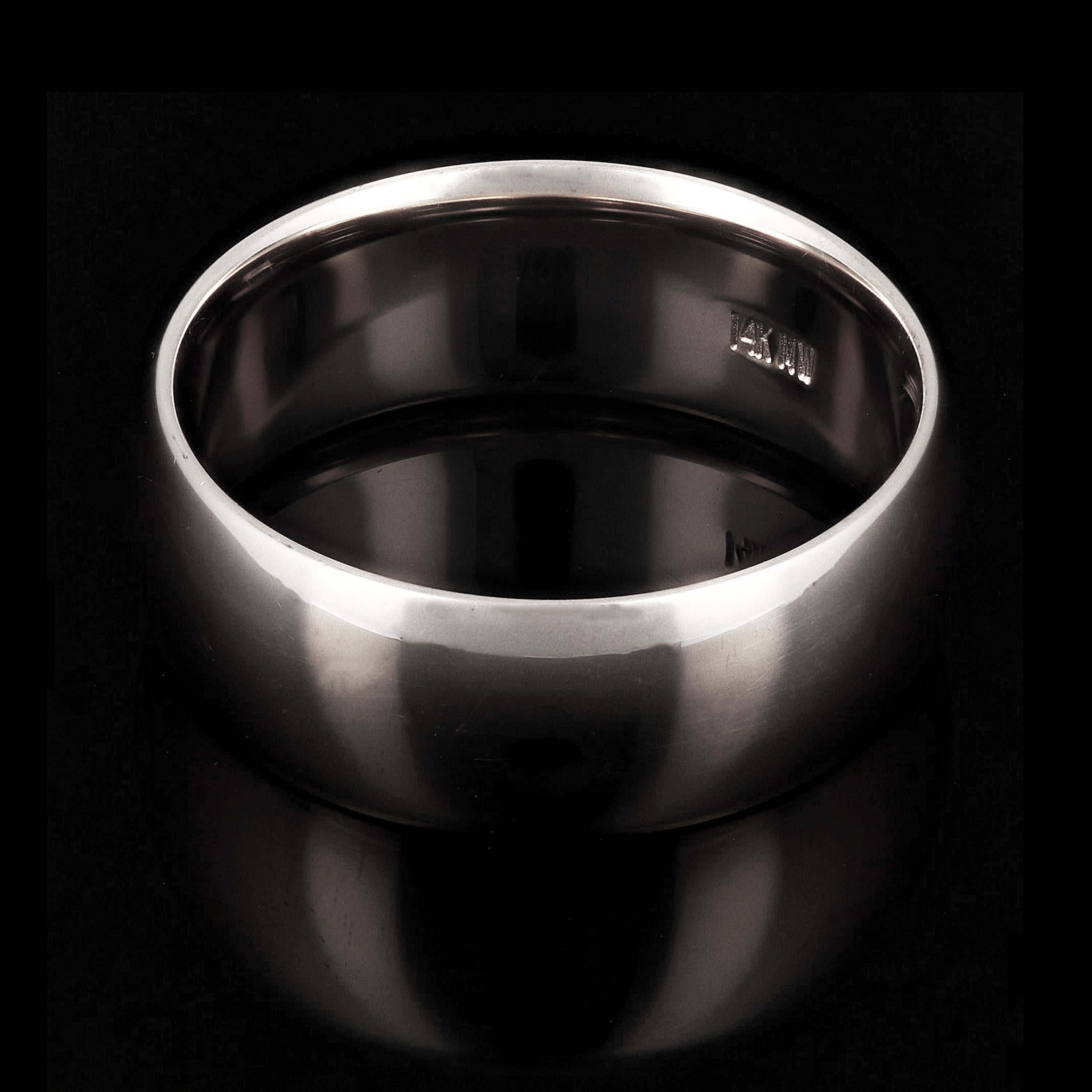 14k White Gold Comfort Fit Plain Wedding Band Ring 8mm Size 11 - White,8mm Ring Size 11