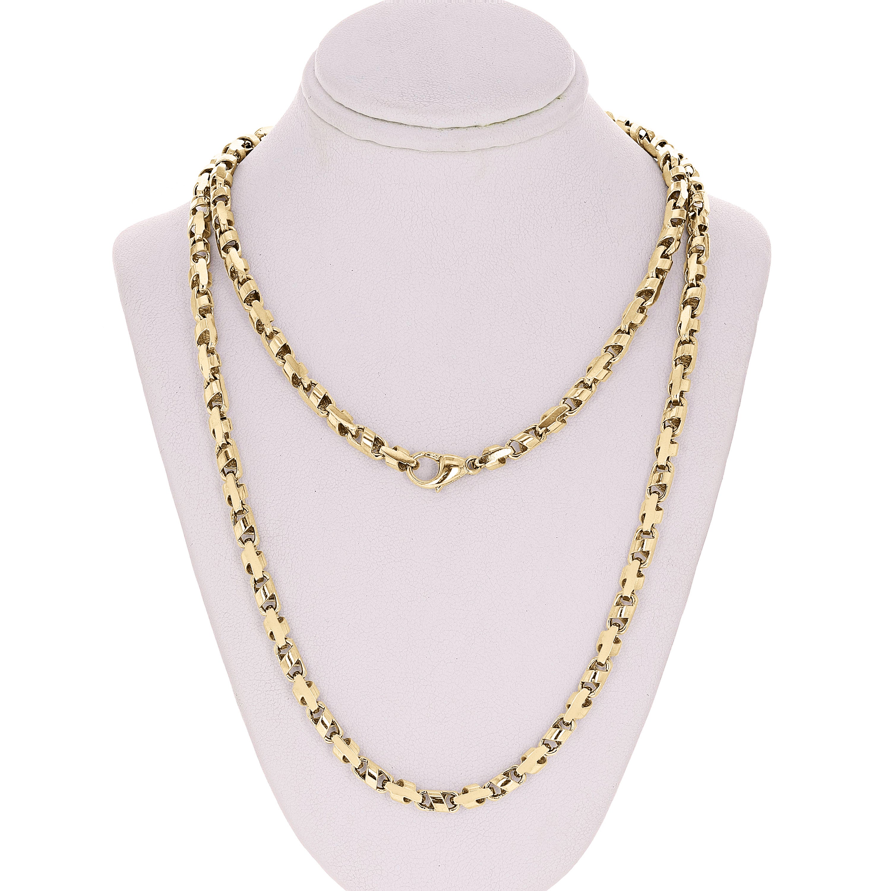 14k Yellow Gold Handmade Fashion Link Necklace 30" 4.5mm 52.7 grams - Yellow,30"