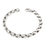 10k White Gold Solid Handmade Fashion Link Bracelet 7" 7mm 25 grams - White,7" 25 grams