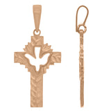 14k Rose Gold Cross Religious Charm Pendant 1.2" 1.7grams - Rose