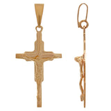 14k Rose Gold Cross Jesus Crucifix Cross Religious Charm Pendant 1.7" 2.6 grams - Rose