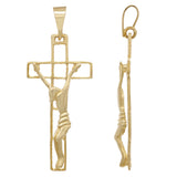 14k Yellow Gold Jesus Christ Crucifix Cross Religious Charm Pendant 2" 3.6 grams - Yellow