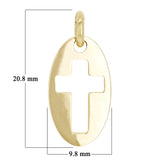14kt Yellow Gold Cross Cutout Oval Charm Pendant 0.8" 1.2 grams