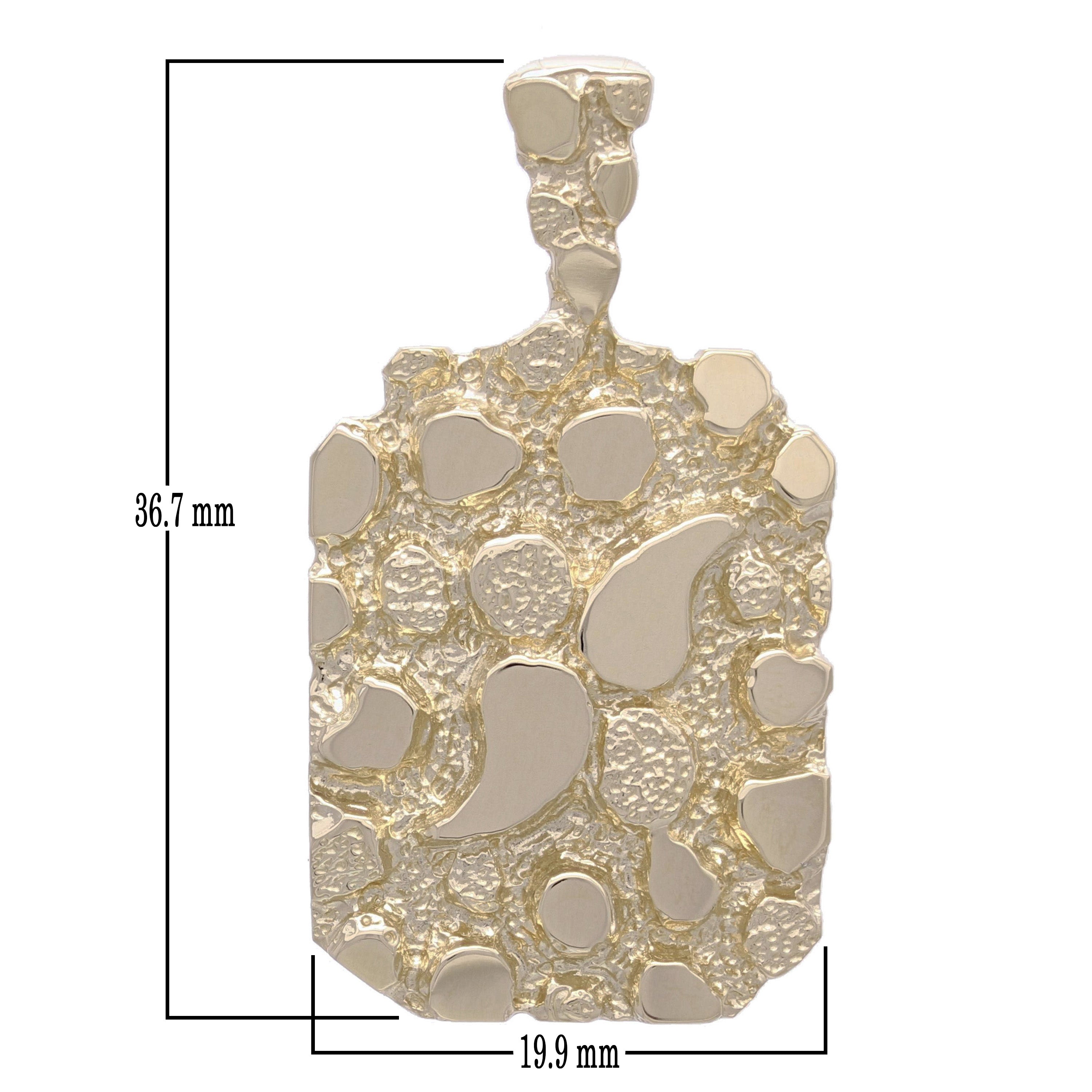 14k Yellow Gold Solid Large Chunky Rectangle Nugget Pendant 1.46" 9.7 grams - Yellow
