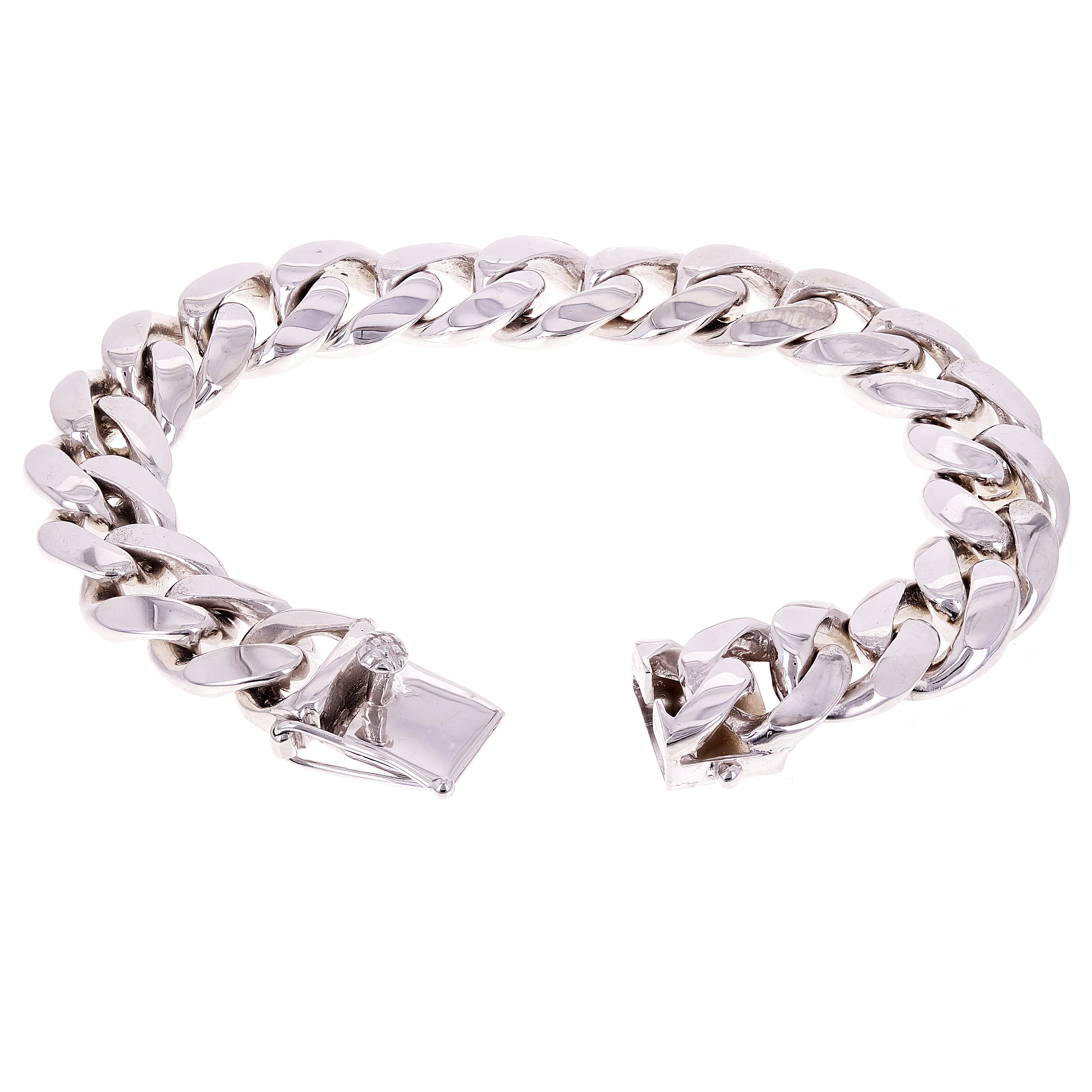 10k White Gold Miami Cuban Link Chain Bracelet 9" 13mm 98.2 grams - White,9"