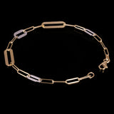 Italian 14k Two-Tone Gold Paperclip Link Bracelet 7" 5.4mm 2.6 grams